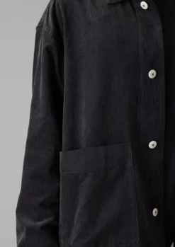 Cord|Loungewear-TOAST Soft Organic Cord Relaxed Shirt Charcoal
