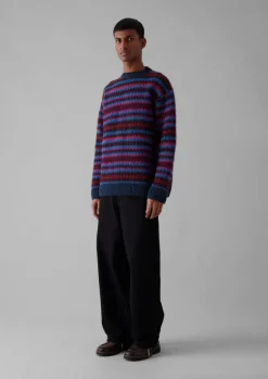 Knitwear-TOAST Soundwave Jacquard Crew Neck Sweater AmethystMulti