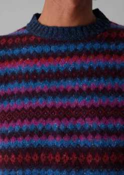 Knitwear-TOAST Soundwave Jacquard Crew Neck Sweater AmethystMulti
