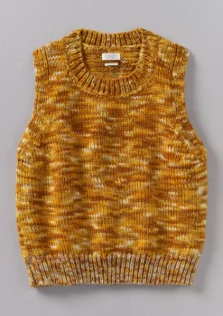 Knitwear-TOAST Space Dyed Wool Knitted Tank Mustard/Putty