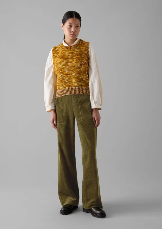 Knitwear-TOAST Space Dyed Wool Knitted Tank Mustard/Putty