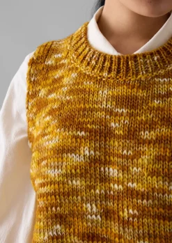 Knitwear-TOAST Space Dyed Wool Knitted Tank Mustard/Putty