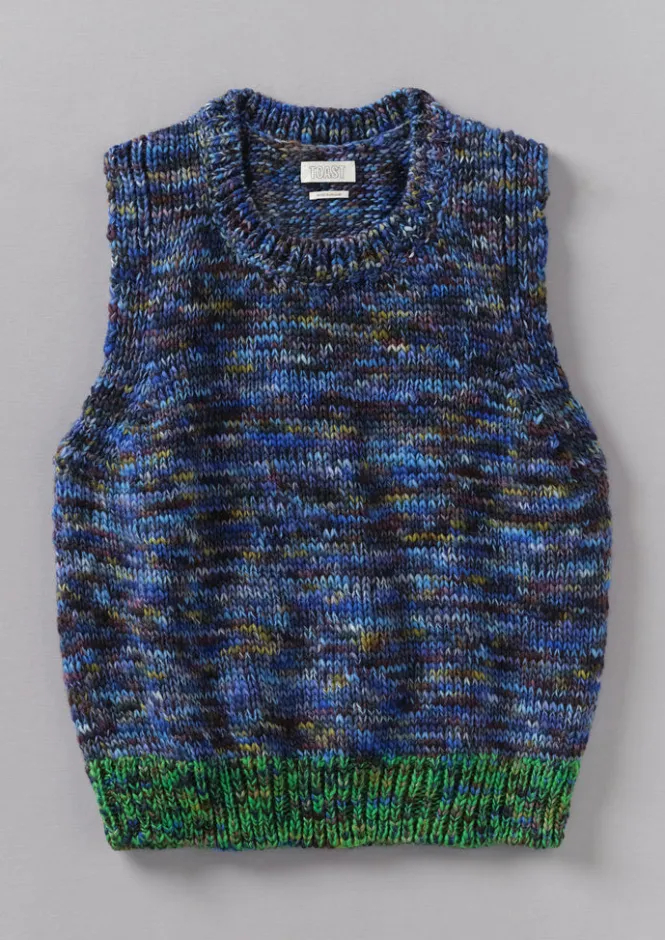 Knitwear-TOAST Space Dyed Wool Knitted Tank Galaxy/Green