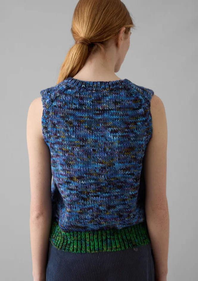 Knitwear-TOAST Space Dyed Wool Knitted Tank Galaxy/Green