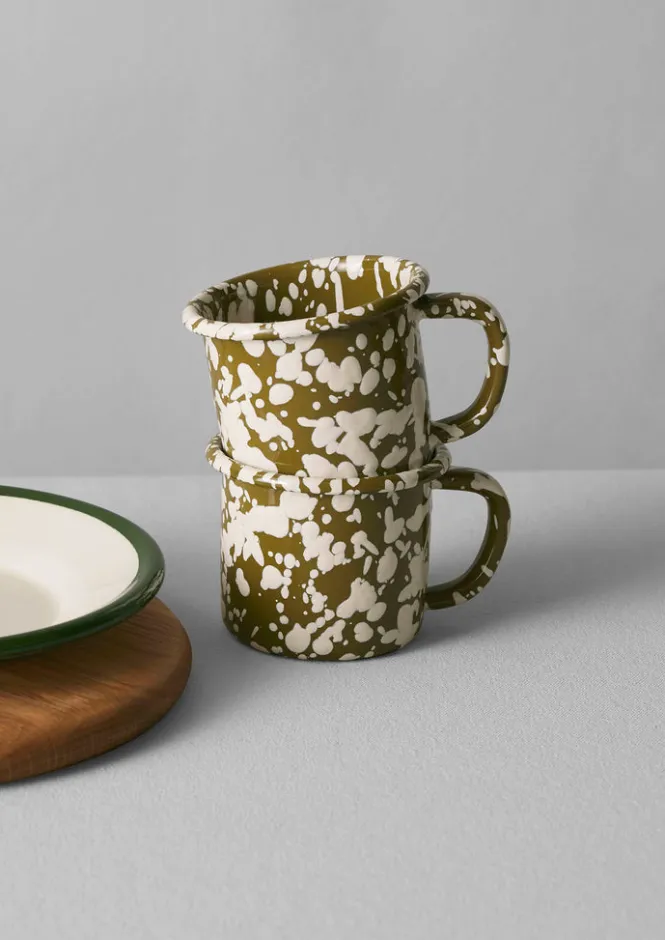 Outdoor-TOAST Splatter Enamel Mug Olive/Ecru
