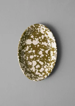 Outdoor|Kitchen-TOAST Splatter Enamel Platter Olive/Ecru