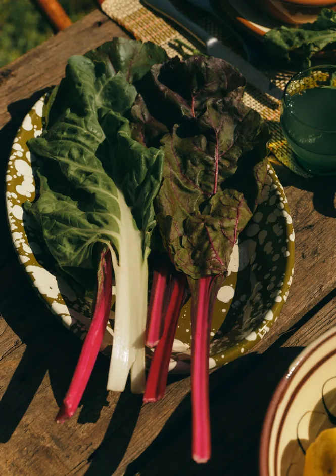 Outdoor|Kitchen-TOAST Splatter Enamel Platter Olive/Ecru
