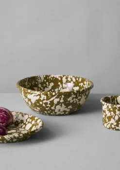 Outdoor|Kitchen-TOAST Splatter Enamel Platter Olive/Ecru