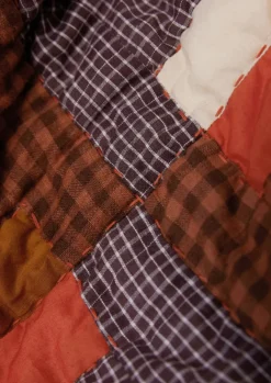 Textiles|Blankets & Throws-TOAST Stacked Check Patchwork Quilt DeepAmber/RustedCoral