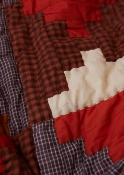 Textiles|Blankets & Throws-TOAST Stacked Check Patchwork Quilt DeepAmber/RustedCoral