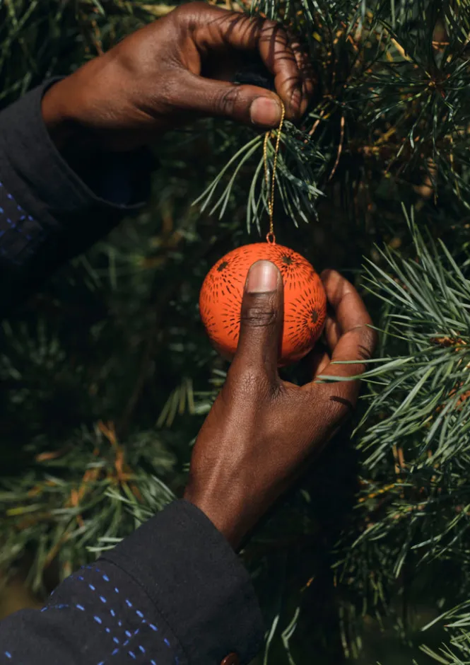 Christmas Decorations-TOAST Starburst Hand Painted Bauble BrightCoral