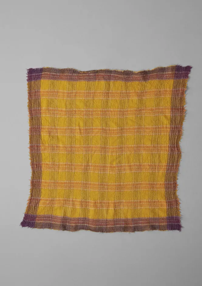 Hats, Scarves & Gloves-TOAST Stellar Boiled Wool Check Scarf Ochre