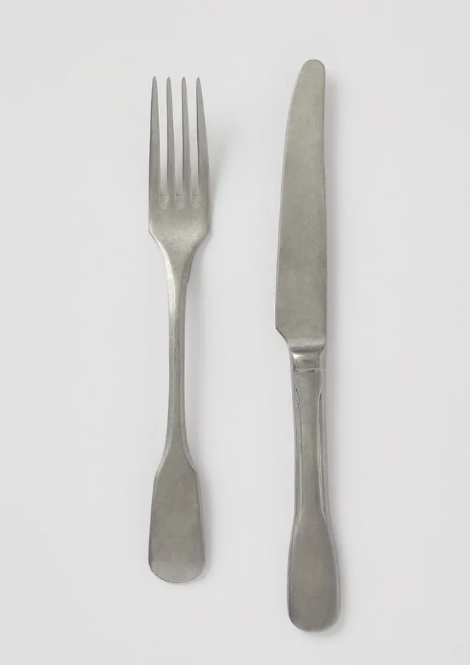 Kitchen|Tableware-TOAST Stonewashed Small Knife and Fork Set Silver
