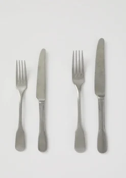 Kitchen|Tableware-TOAST Stonewashed Small Knife and Fork Set Silver