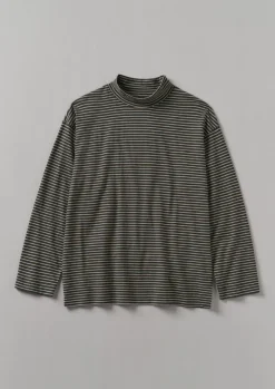 Tops & Tees-TOAST Stripe Cotton Jersey Long Sleeve Tee Grey/Sand