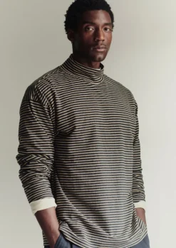 Tops & Tees-TOAST Stripe Cotton Jersey Long Sleeve Tee Grey/Sand