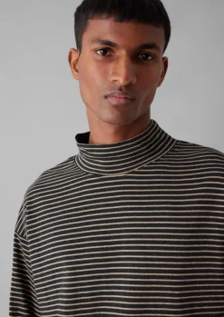 Tops & Tees-TOAST Stripe Cotton Jersey Long Sleeve Tee Grey/Sand