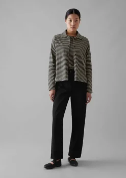 Jersey|Shirts-TOAST Stripe Cotton Jersey Shirt Grey/Sand
