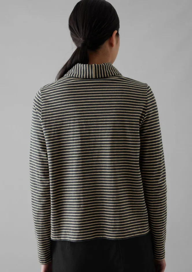 Jersey|Shirts-TOAST Stripe Cotton Jersey Shirt Grey/Sand