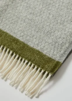 Textiles|Blankets & Throws-TOAST Stripe Edge Wool Blanket Grey/Fern