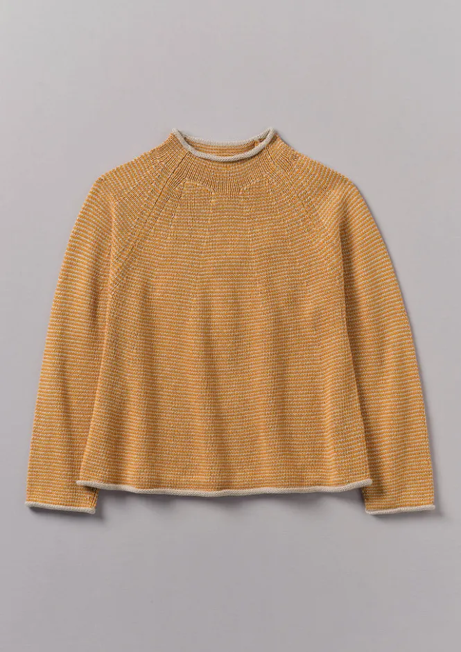 Linen|Jersey-TOAST Stripe Linen Cotton Sweater Spice/Putty