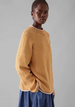 Linen|Jersey-TOAST Stripe Linen Cotton Sweater Spice/Putty