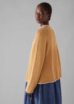 Linen|Jersey-TOAST Stripe Linen Cotton Sweater Spice/Putty