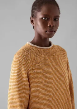 Linen|Jersey-TOAST Stripe Linen Cotton Sweater Spice/Putty
