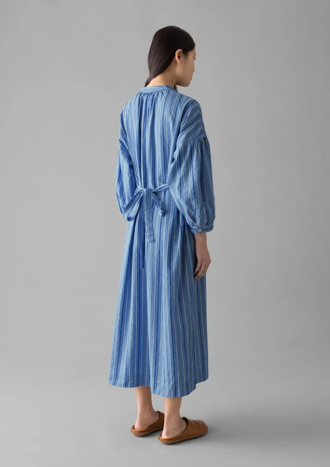 Dresses-TOAST Stripe Poplin Gathered Dress SodaliteBlue