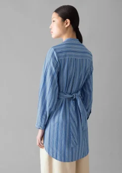 Tops & Tees-TOAST Stripe Poplin Wrap Front Shirt SodaliteBlue