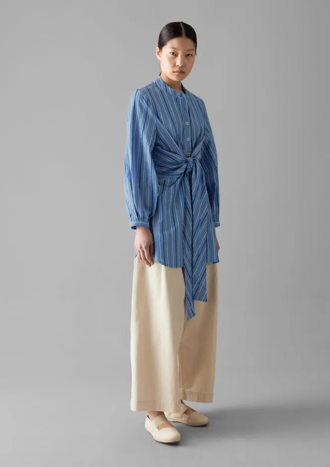Tops & Tees-TOAST Stripe Poplin Wrap Front Shirt SodaliteBlue