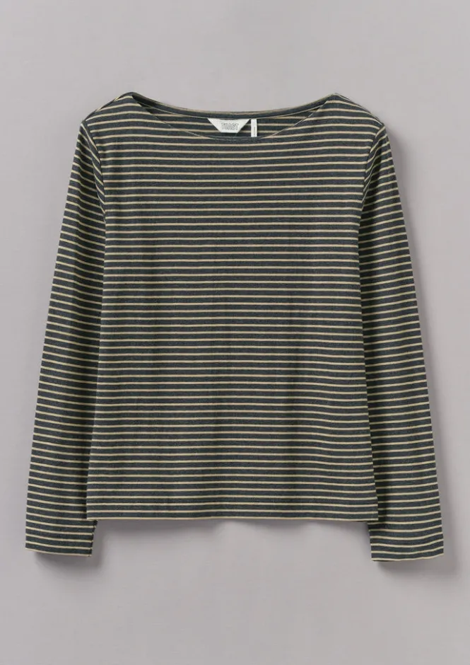 Jersey|Tops & Tees-TOAST Stripe Soft Cotton Long Sleeve Tee Grey/Sand