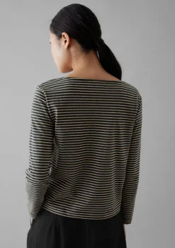 Jersey|Tops & Tees-TOAST Stripe Soft Cotton Long Sleeve Tee Grey/Sand