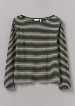 Jersey|Tops & Tees-TOAST Stripe Soft Cotton Long Sleeve Tee Grey/Sand