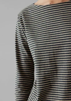 Jersey|Tops & Tees-TOAST Stripe Soft Cotton Long Sleeve Tee Grey/Sand