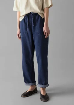 Denim|Workwear-TOAST Suki Panelled Denim Trousers Indigo