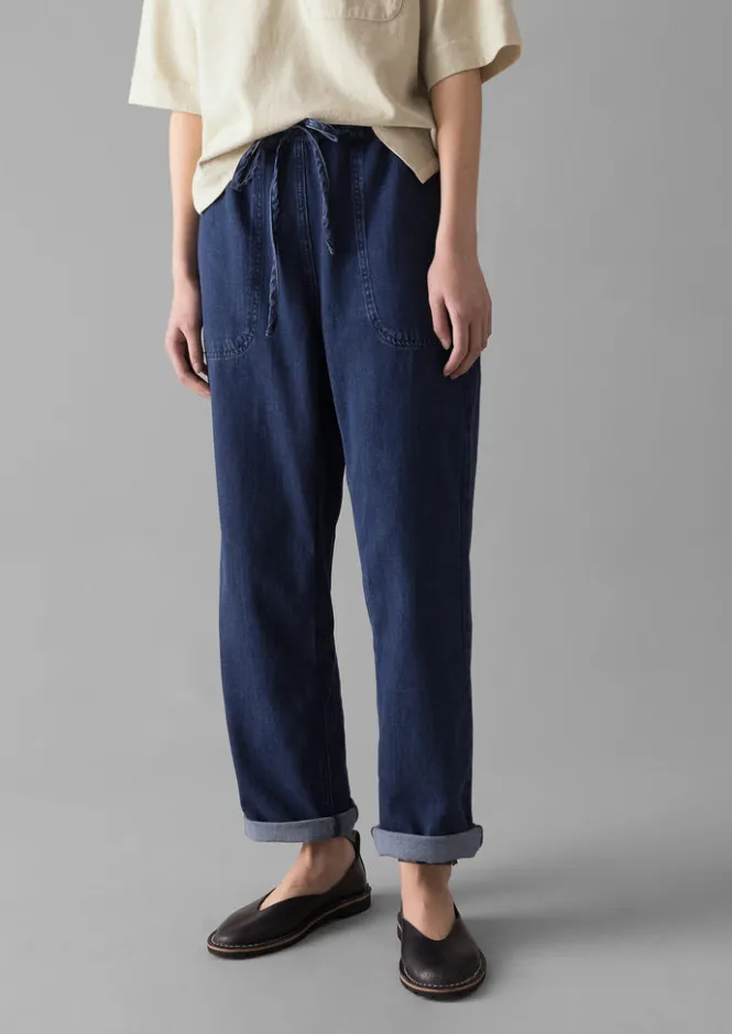 Denim|Workwear-TOAST Suki Panelled Denim Trousers Indigo