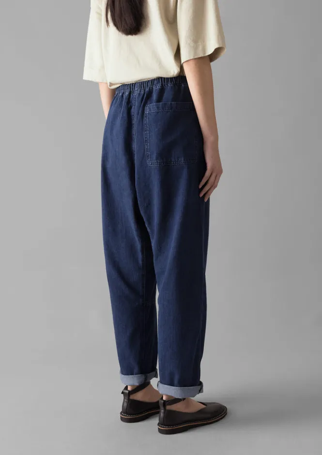Denim|Workwear-TOAST Suki Panelled Denim Trousers Indigo