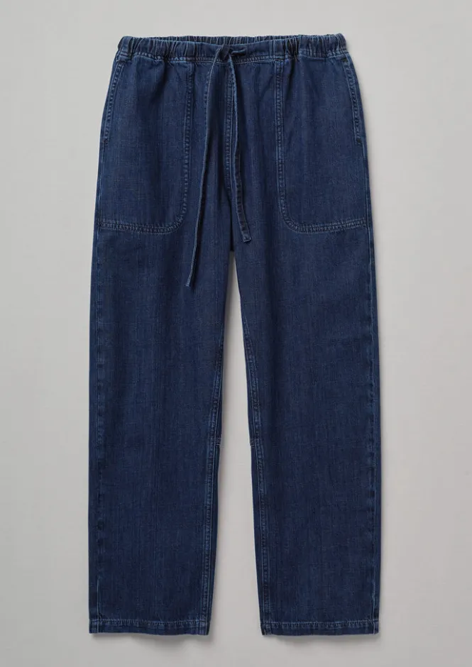 Denim|Workwear-TOAST Suki Panelled Denim Trousers Indigo
