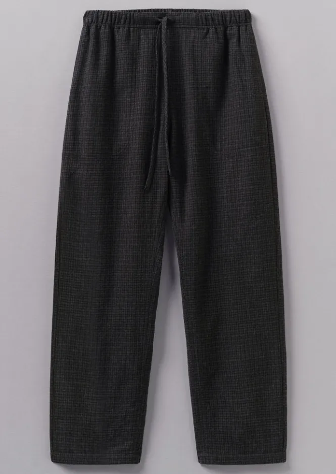 Trousers-TOAST Suki Wool Cotton Seersucker Check Trousers Carbon