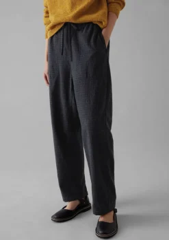 Trousers-TOAST Suki Wool Cotton Seersucker Check Trousers Carbon