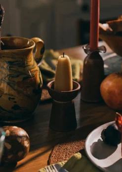 Decorative Pieces|Ceramics-TOAST SZ Ceramics Pillar Candle Holder Chestnut