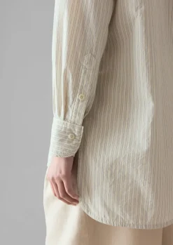 Shirts|Tops & Tees-TOAST Taro Stripe Cotton Poplin Shirt Ivory/GoldenOlive