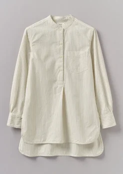 Shirts|Tops & Tees-TOAST Taro Stripe Cotton Poplin Shirt Ivory/GoldenOlive