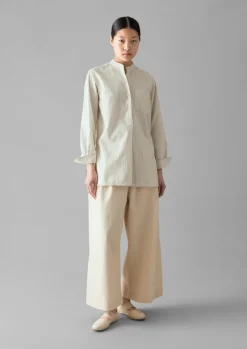 Shirts|Tops & Tees-TOAST Taro Stripe Cotton Poplin Shirt Ivory/GoldenOlive