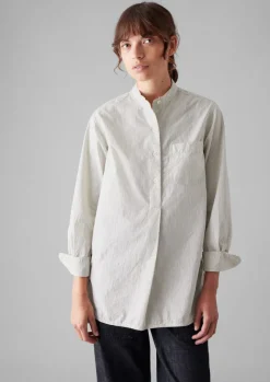 Tops & Tees-TOAST Taro Stripe Organic Cotton Poplin Shirt SunwashedBlue