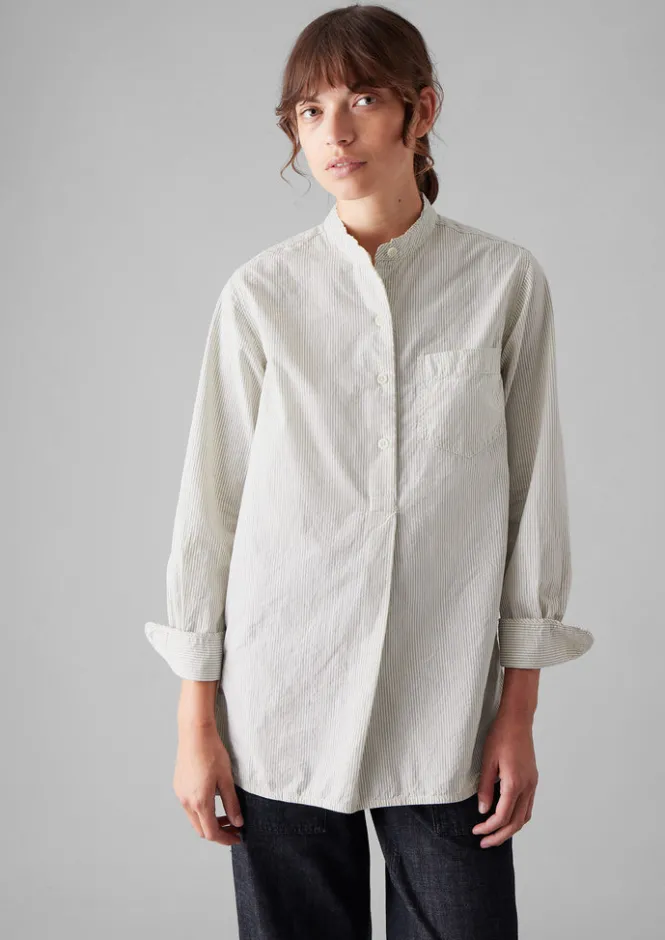 Tops & Tees-TOAST Taro Stripe Organic Cotton Poplin Shirt SunwashedBlue