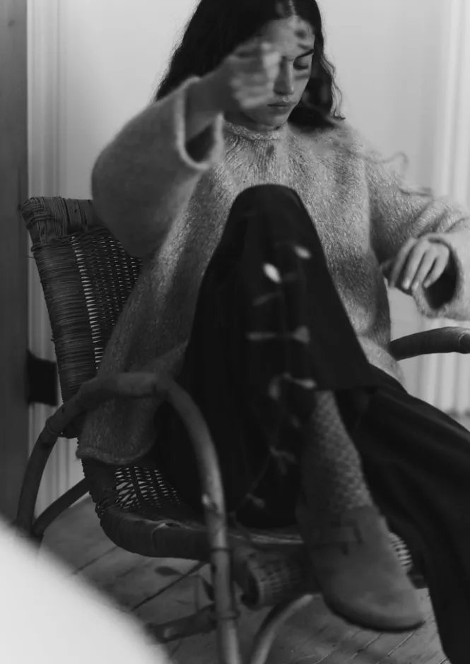 Jersey|Loungewear-TOAST Textured Cotton Alpaca Sweater Moonstone
