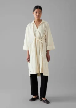 Tops & Tees-TOAST Textured Cotton Poplin Wrap Shirt Ecru