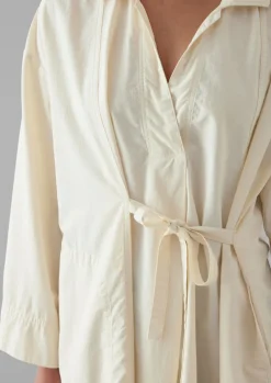 Tops & Tees-TOAST Textured Cotton Poplin Wrap Shirt Ecru